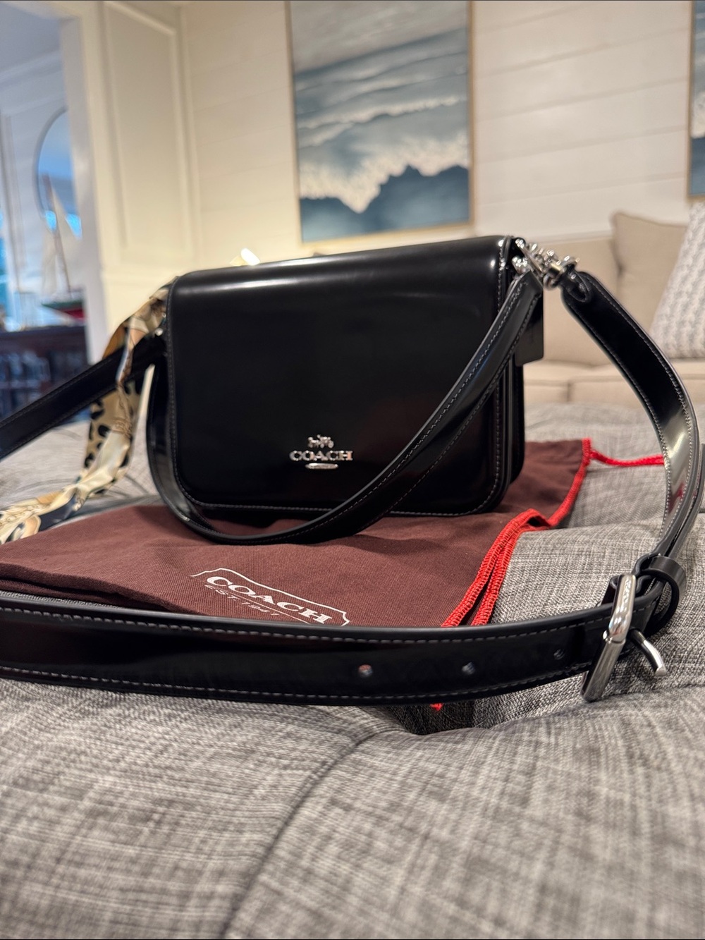 COACH Bag Quinn Black Patent Leather Crossbody Shoulder Satchel Bag NWOT - Picture 16 of 17